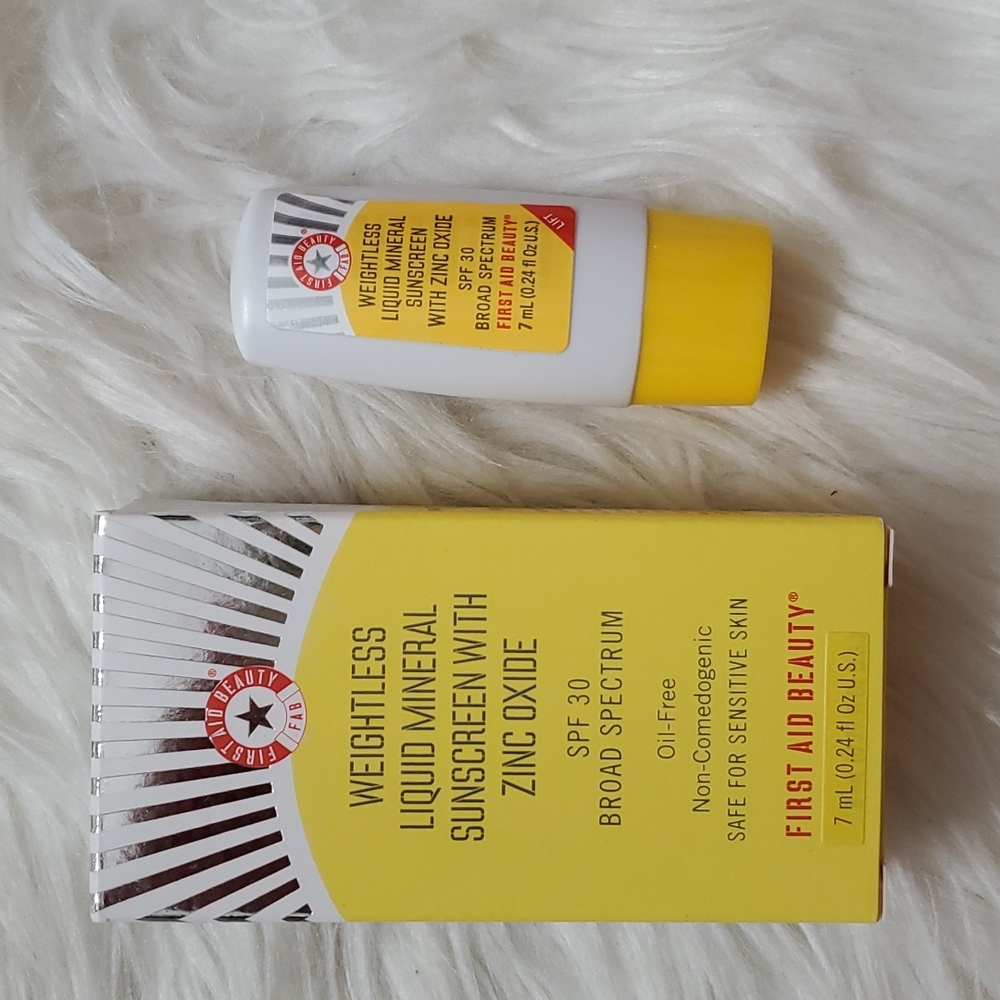First Aid Beauty, mineral sunscreen SPF 30, deluxe sample, "5 for $20"